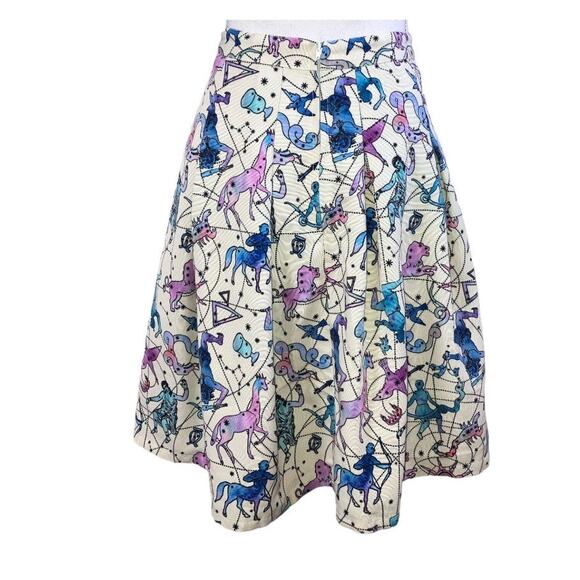 ModCloth Zodiac Celestial Cream Purple Blue Skirt Size Small - Picture 3 of 6